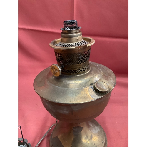 27 - 21C Aladdin Brass Oil Lamp with Pyrex Chimney