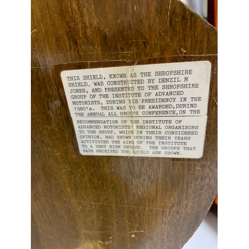 37 - Institute advance motorists Shropshire shield plaque dating from 1988