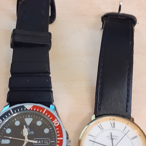 16 - Lorus Sports watch and Rotary watch. Both working. Lorus has loose back but both good condition