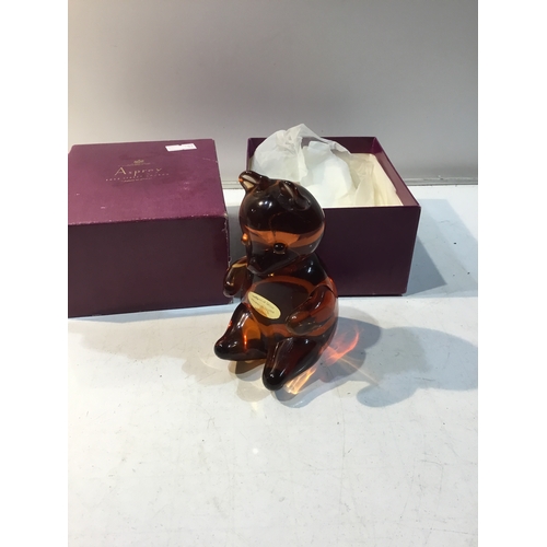 10 - Asprey Bond Street London amber glass bear paperwight - boxed