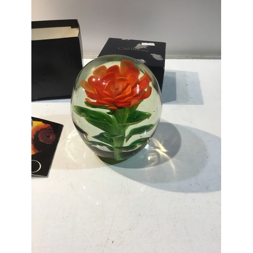 14 - Large caithness flowered paperweight in box