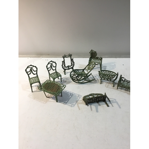 36 - Art nouveau lead dolls house furniture