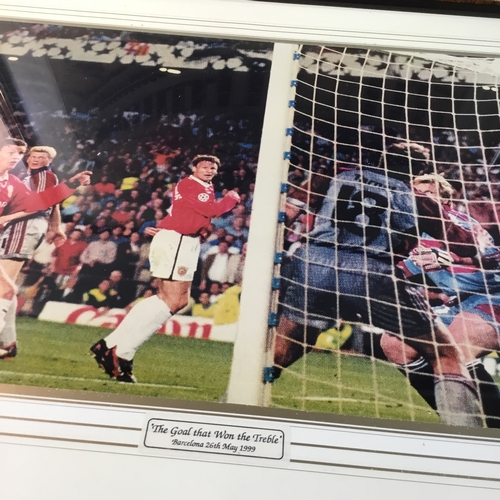 63 - Manchester united framed pictures inc - the goal that won the treble plus The Nou camp Barcelona