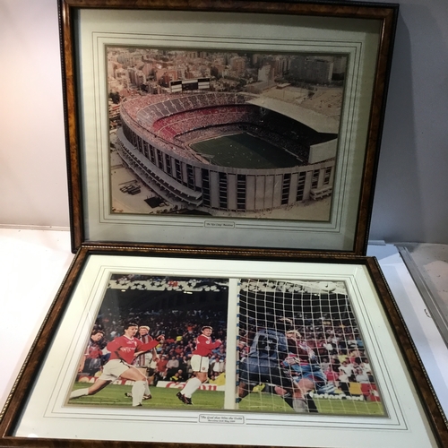 63 - Manchester united framed pictures inc - the goal that won the treble plus The Nou camp Barcelona