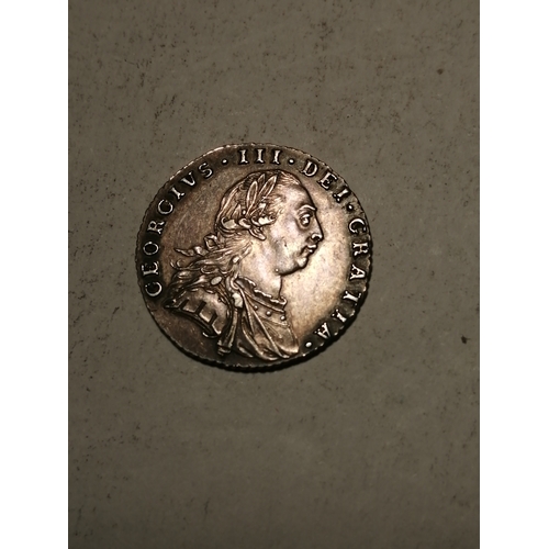 37A - COINS : 1787 George III sixpence in extremely fine condition