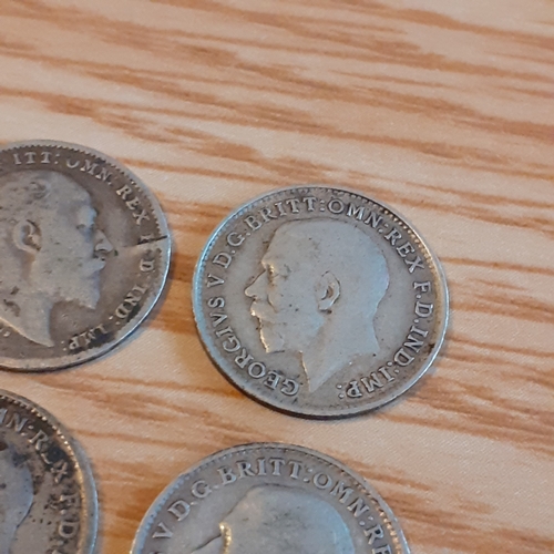 45A - 4 x silver threepence. 1902, 1912 and 2 x 1916. Condition and detail shown in pictures