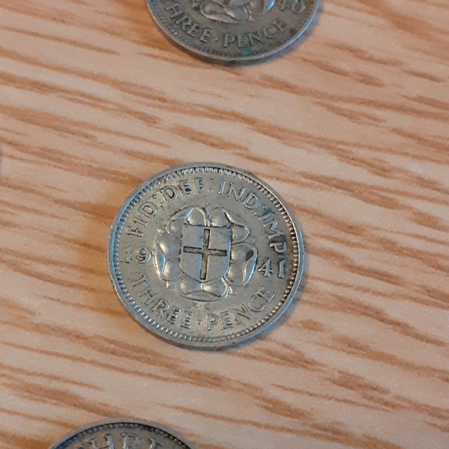 46A - 6 x threepence. 1931, 1935, 1941 plus 3x1940. Condition and detail shown in pictures