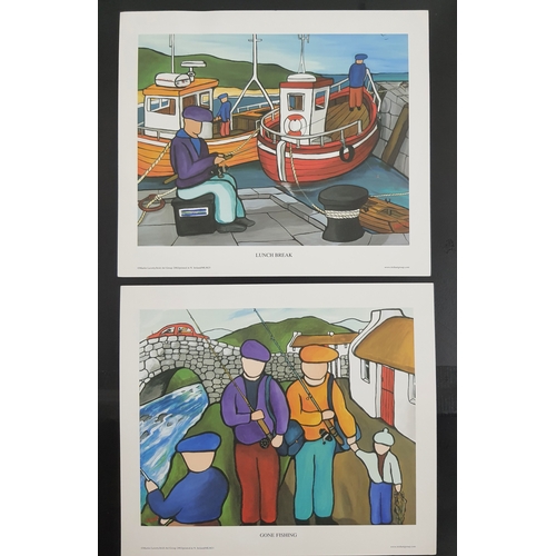 109A - 4 colour prints by Martin Laverty. ‘Gone Fishing, ‘Lunch Break, ‘The Back Room’ and ‘Weekending’. In... 