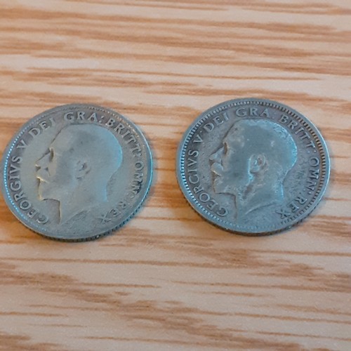 47A - 2 x sixpence coins from 1924 to 1925. Condition and detail shown in pictures