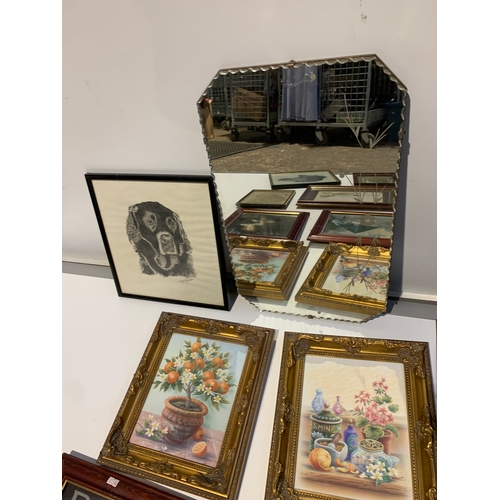 292 - Selection of Framed Photographs and Wall Mirror