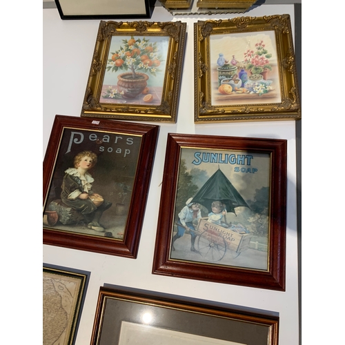 292 - Selection of Framed Photographs and Wall Mirror