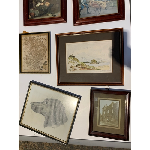 292 - Selection of Framed Photographs and Wall Mirror