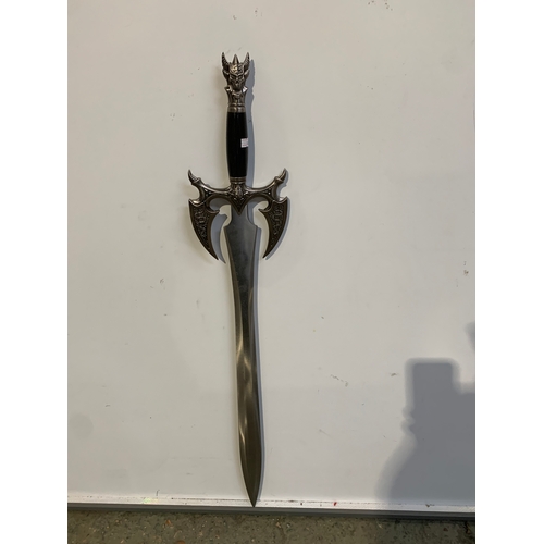 32 - Gothic demon style sword with double handed spikes - 90cm long