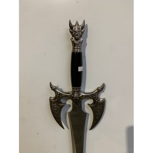 32 - Gothic demon style sword with double handed spikes - 90cm long