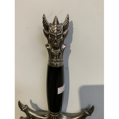 32 - Gothic demon style sword with double handed spikes - 90cm long