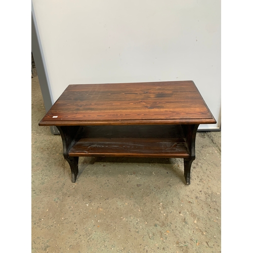 226 - Dark wood coffee table with under shelf - 75cm long