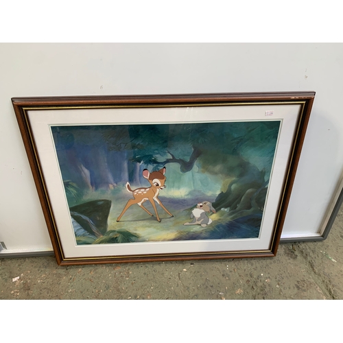 227 - Disney animated Bambi framed print - 32x23”