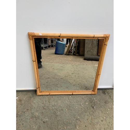 228 - Square bamboo hanging mirror - 65x65cm