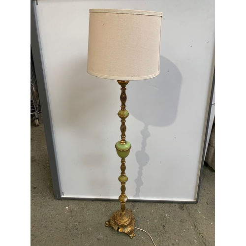 240 - Onyx style & brass floor standing lamp with shade