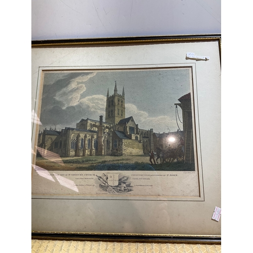 117B - Hogarth Framed and glazed 1813 print of Southwark St Saviours Church (now Southwark Cathedral)