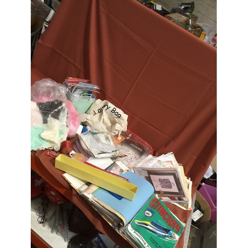 294 - Mixed crafting lot inc cross stitch patterns, storage tubs, adult colouring books & more