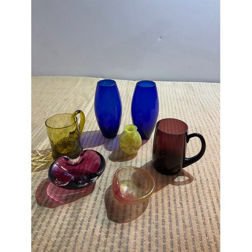 113 - Collection of vintage and retro coloured glassware, including amethyst and Bristol blue