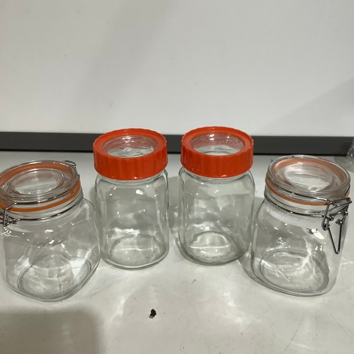 253 - Pair of Ravenhead Kilner 1 Litre screw top preserves/storage Jars and two Kilner Style Clip top 1 Li... 