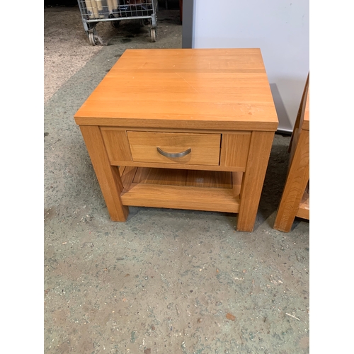 317 - Pair of matching modern oak side tables with drawers