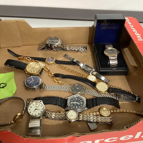 264 - Collection of 15 assorted Gents & Ladies wristwatches inc Aqualung, Diamond & Co, Timex,etc.