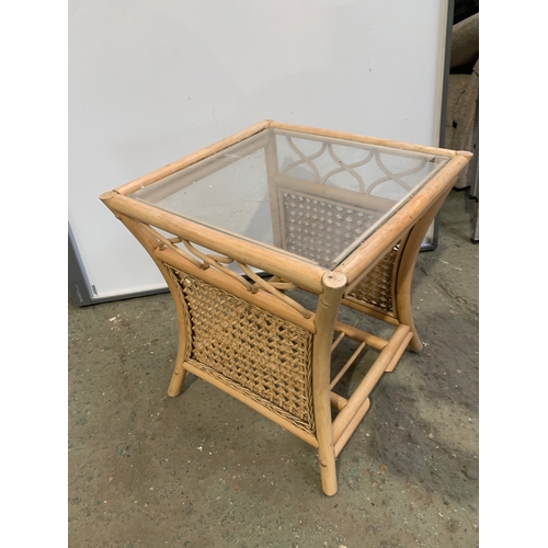 412 - Bamboo Side Table with Glass Top