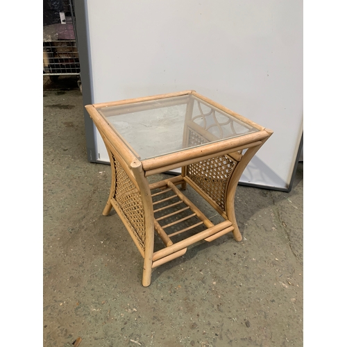 412 - Bamboo Side Table with Glass Top