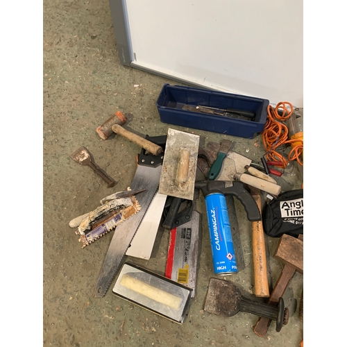 417 - Mixed Lot of Tools including saws, chisels, hammers, trowels etc