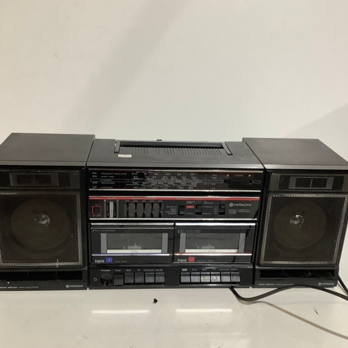 326 - Hitachi double cassette player tape 1 + radio working tape 2 not working