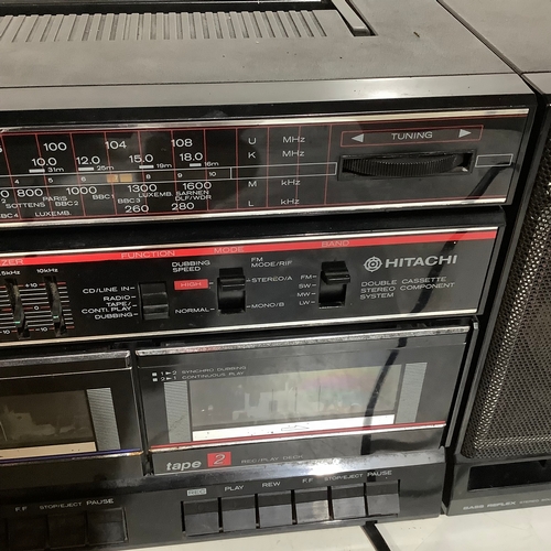 326 - Hitachi double cassette player tape 1 + radio working tape 2 not working