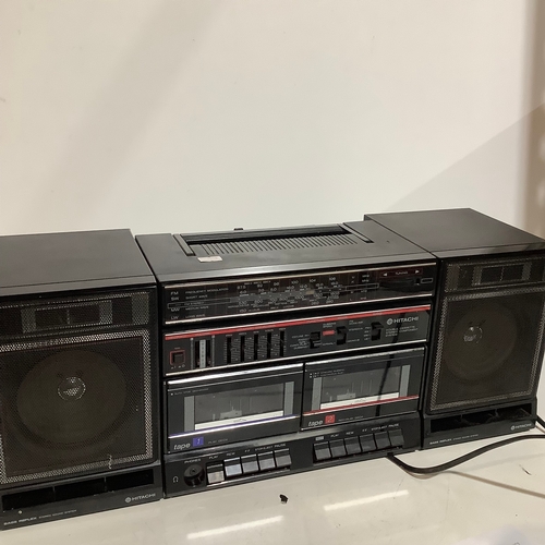 326 - Hitachi double cassette player tape 1 + radio working tape 2 not working