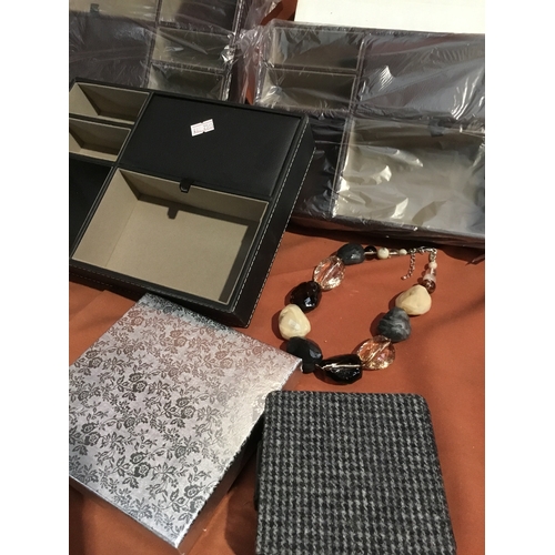 177 - Selection of jewellery box trays and boxes plus some costume jewellery