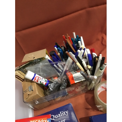 435 - Stationary Lot with pens, folders, paper etc