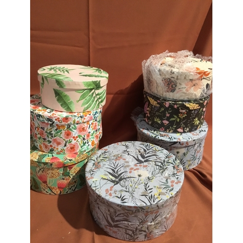 180 - 3 sets of 3 graduated round gift boxes with lids various designs