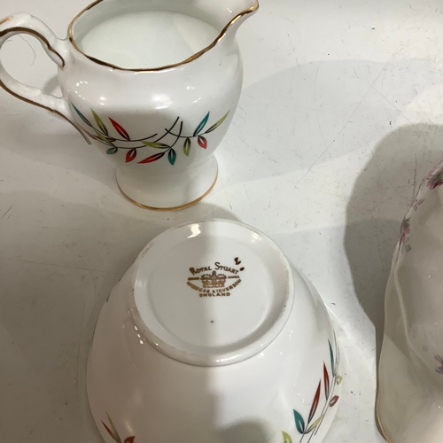 343 - Retro 1950s/60s Royal Stuart Spencer Stevenson Bone China Sugar Bowl & Milk Jug and a Pink Roses Gra... 