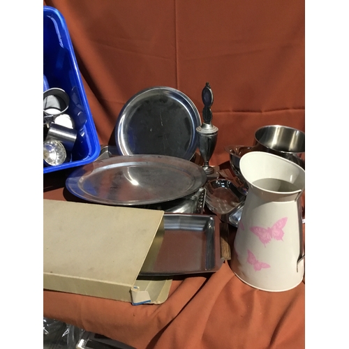 401 - Lot of Stainless Steel Kitchen Goods, Jugs Trophies etc