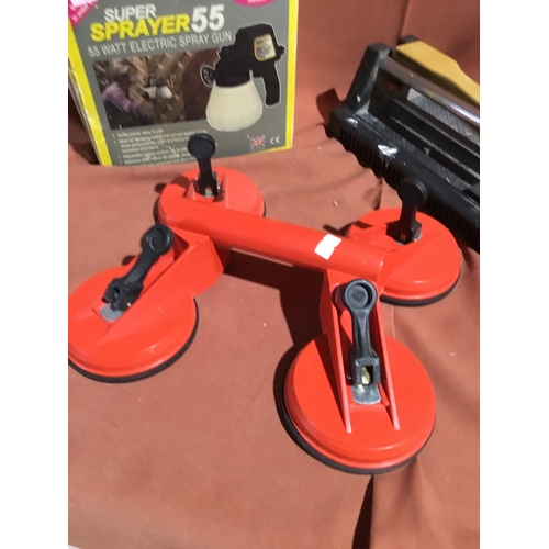 523 - Electric Spray Gun, Tile Cutter and Window Suction Cup