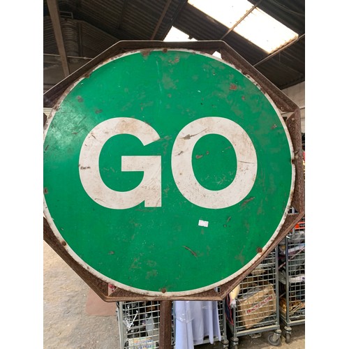 330 - Vintage Metal stop/go sign