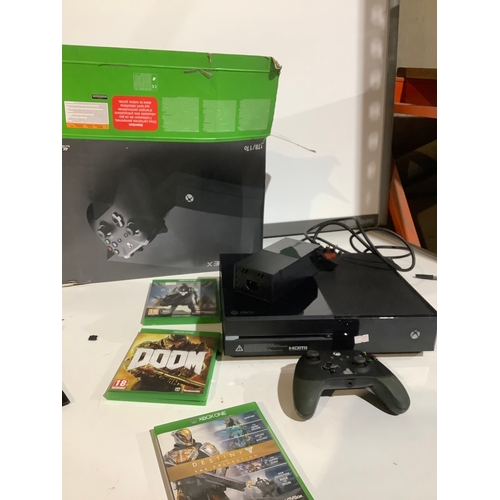 488 - Xbox one with leads controller plus games