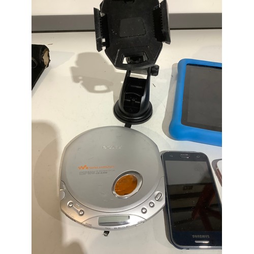 496 - Sony cd Walkman, iPhone, Samsung phone and Amazon tablet - as untested