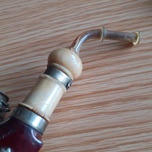 101A - 2 x Bruyers Garantie Smoking Pipes with wind caps. Great detail. One has a very small chip to mouthp... 