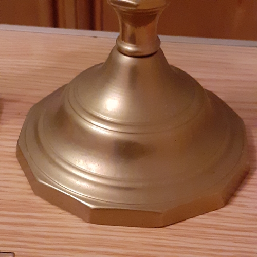 115A - Pair of Brass Candlesticks with unusual Dodecagon shaped base. Good quality and weighty at over 1kg ... 