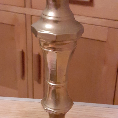 115A - Pair of Brass Candlesticks with unusual Dodecagon shaped base. Good quality and weighty at over 1kg ... 