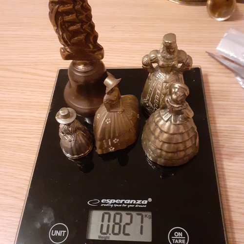 118A - A collection of Brass Bells with a Ship and some Dutch Figures. Approx 827g combined weight and all ... 