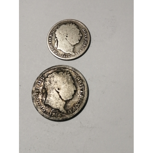 423A - COINS : 1816 sixpence and an 1816 shilling