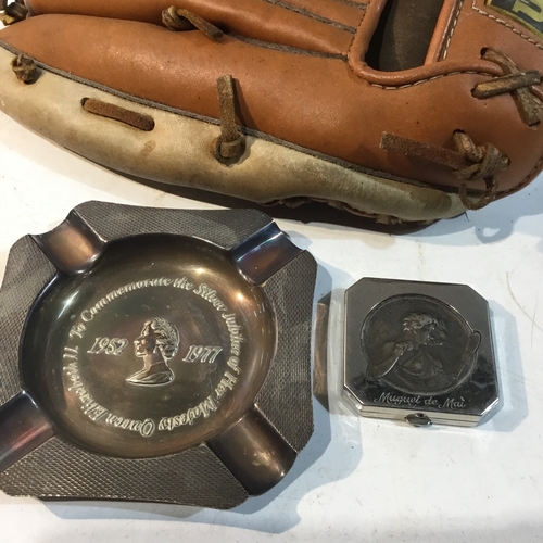 79 - Wilson’s Catchers Mitt, Silver Jubilee Ashtray, Miguet de Mai Compact and Blue Bird Toffee Hammers